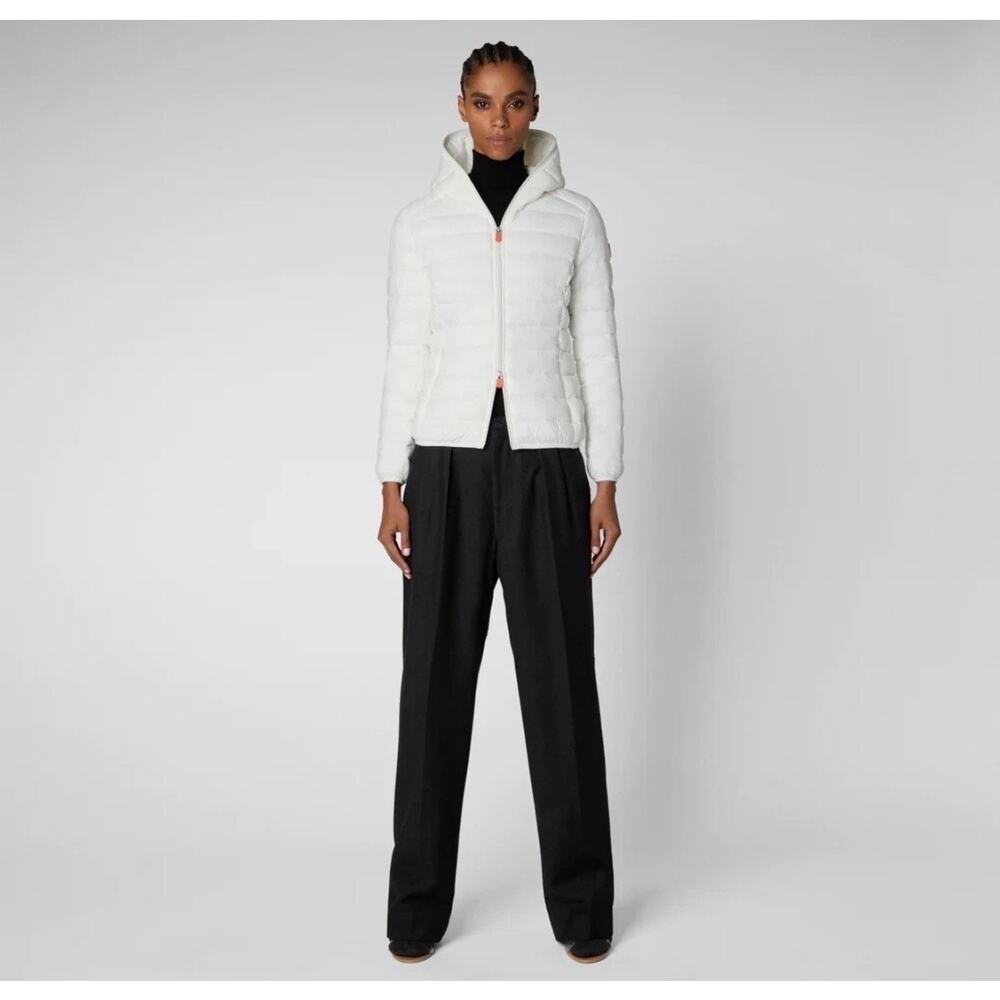 NEW Save The Duck Daisy Hooded Puffer White Jacket Women’s Sz 0 / XS - Picture 13 of 14